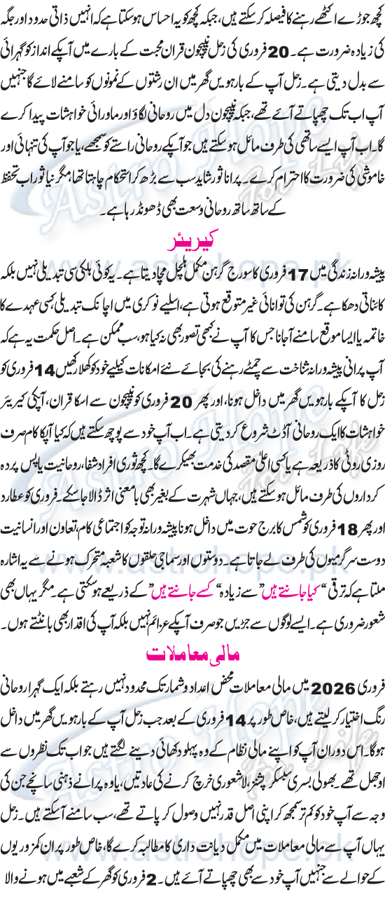 Monthly Urdu Horoscope