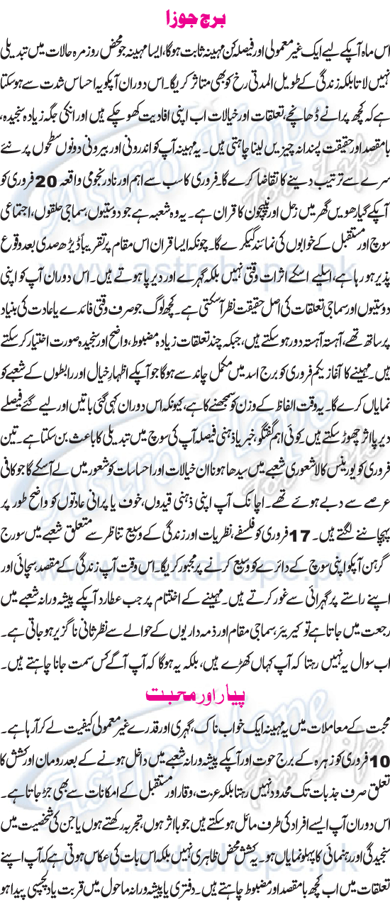 Monthly Urdu Horoscope