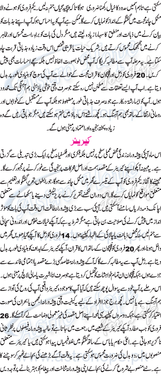 Monthly Urdu Horoscope