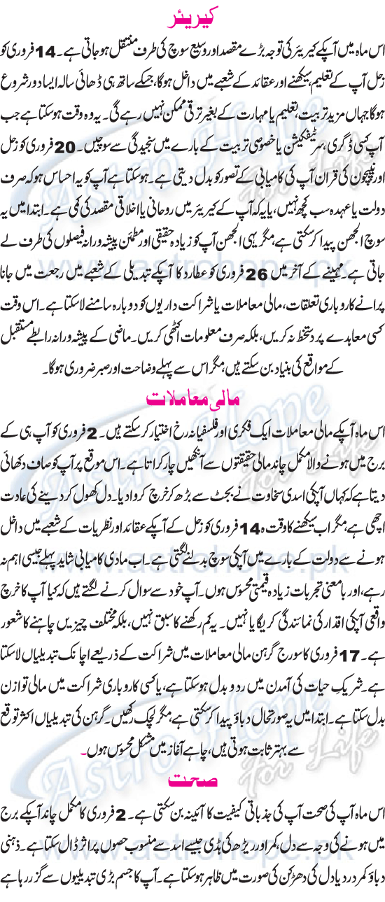 Monthly Urdu Horoscope