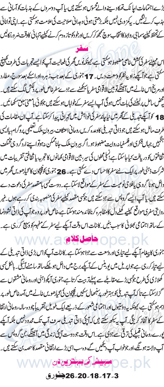 Monthly Urdu Horoscope