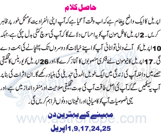 Monthly Urdu Horoscope
