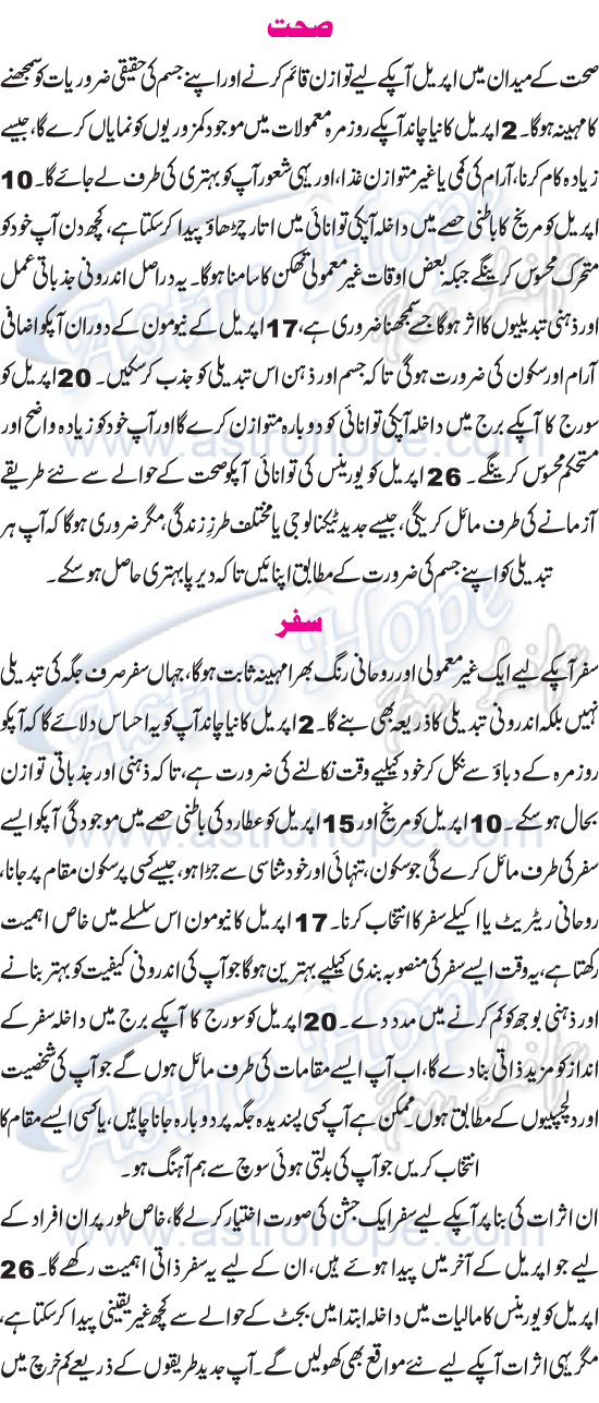 Monthly Urdu Horoscope