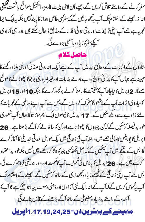 Monthly Urdu Horoscope