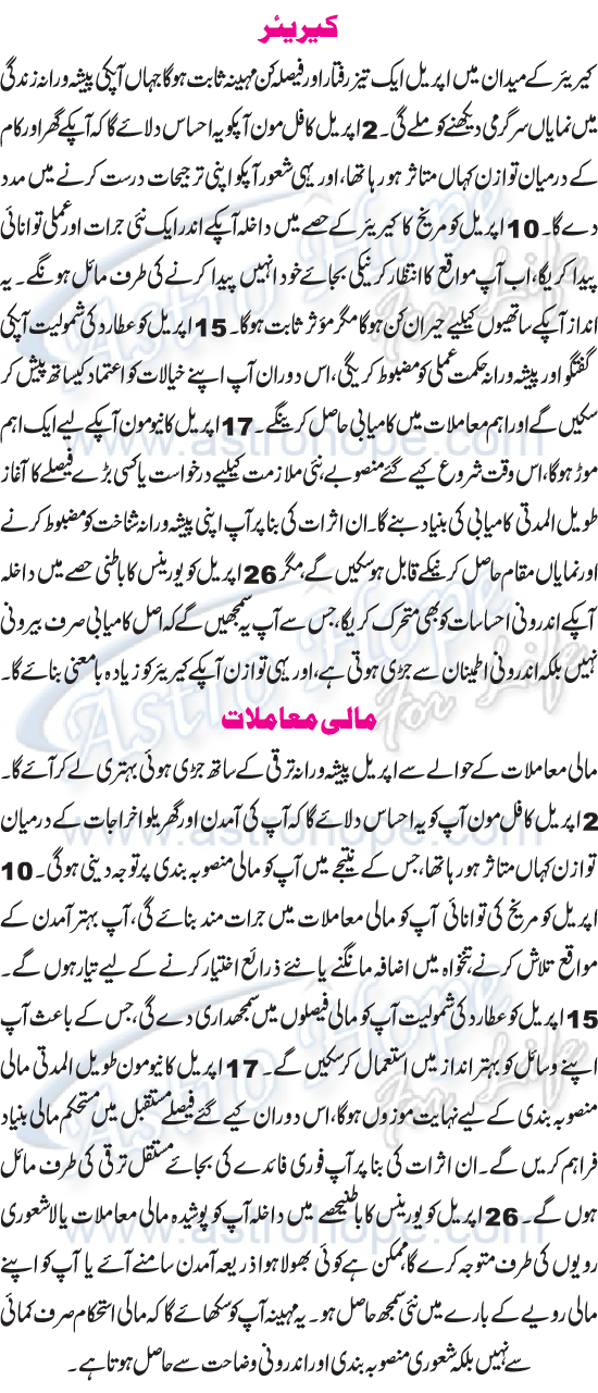 Monthly Urdu Horoscope