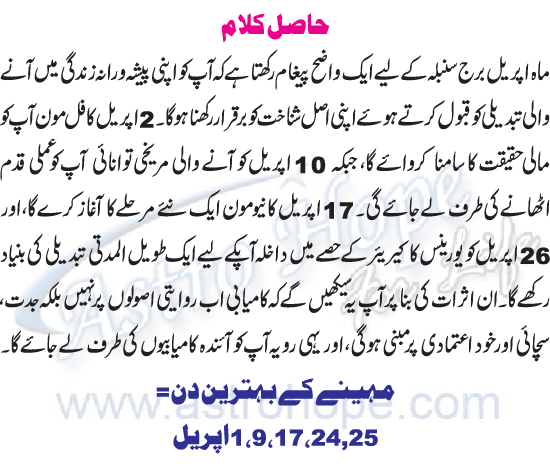 Monthly Urdu Horoscope