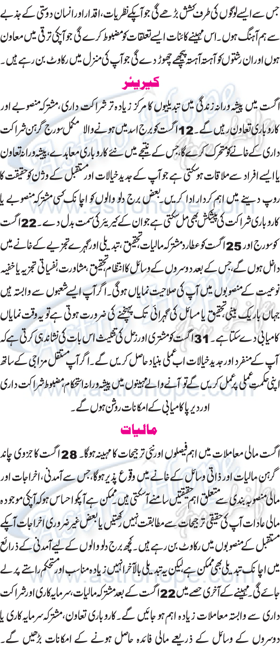 Monthly Urdu Horoscope