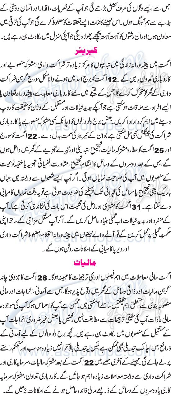 Monthly Urdu Horoscope