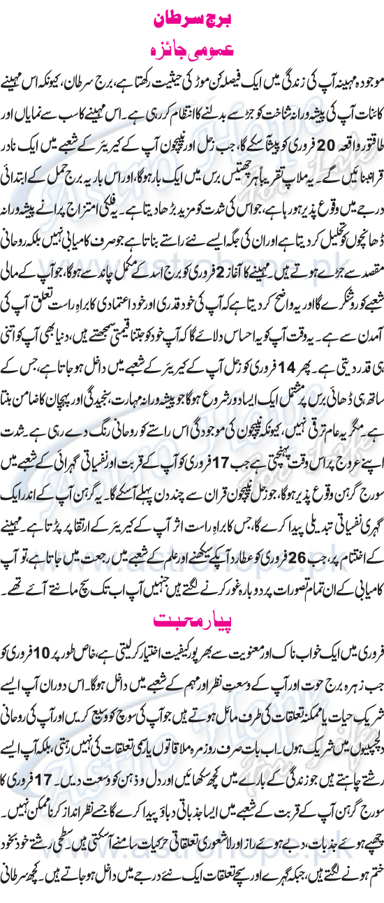 Monthly Urdu Horoscope