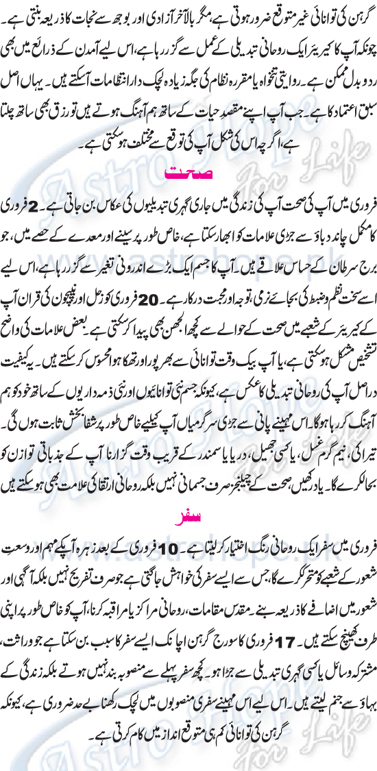 Monthly Urdu Horoscope
