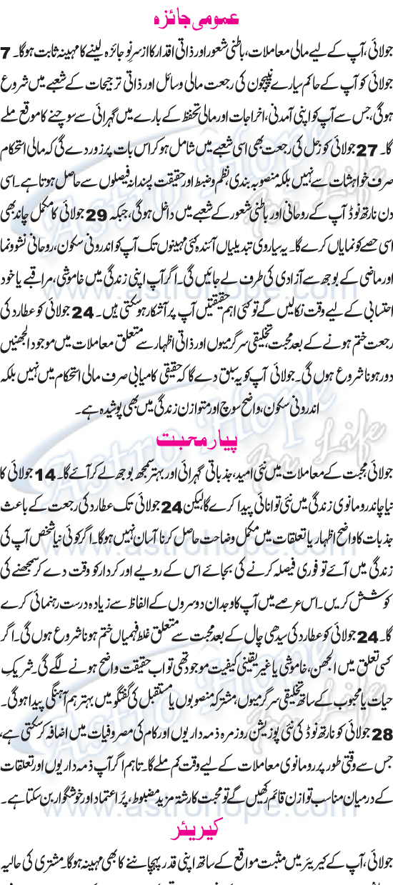 Monthly Urdu Horoscope