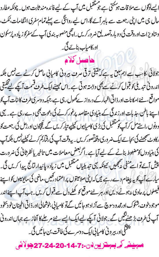 Monthly Urdu Horoscope
