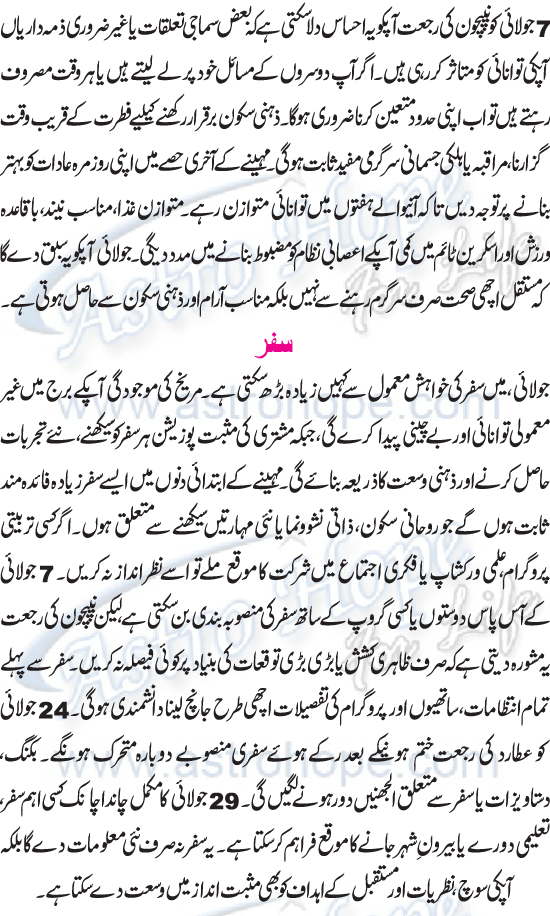 Monthly Urdu Horoscope