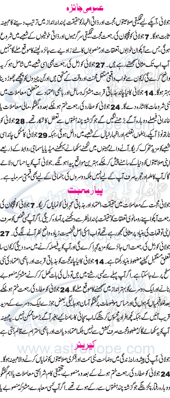 Monthly Urdu Horoscope