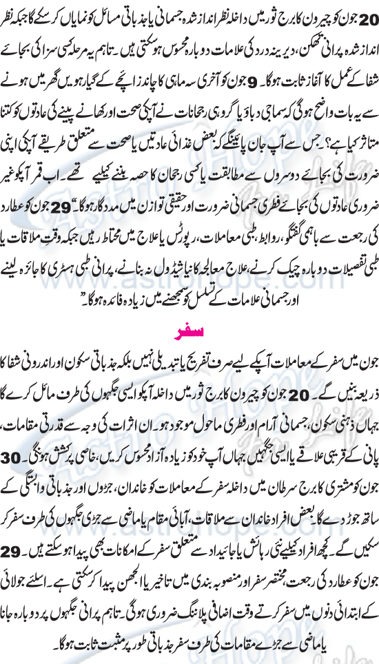 Monthly Urdu Horoscope