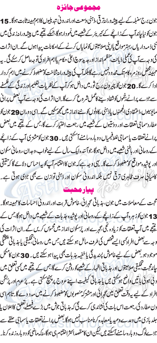 Monthly Urdu Horoscope