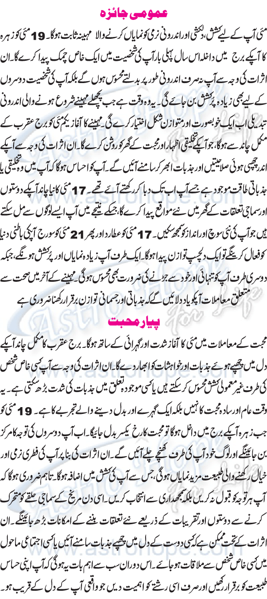 Monthly Urdu Horoscope