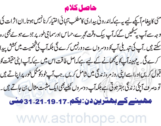 Monthly Urdu Horoscope