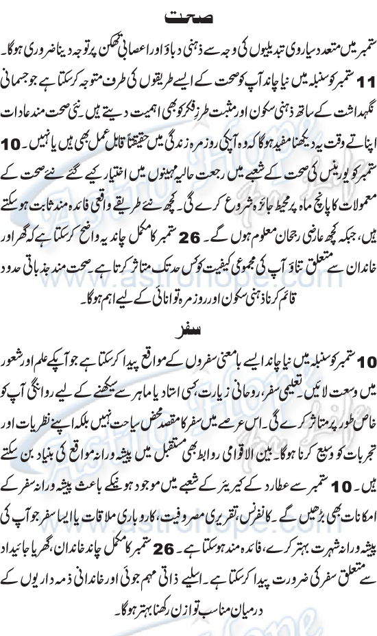 Monthly Urdu Horoscope