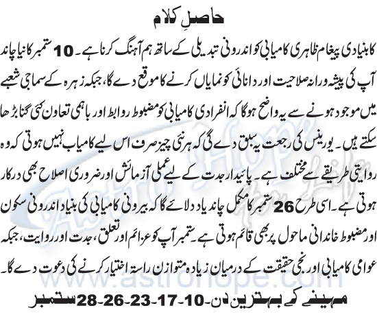 Monthly Urdu Horoscope