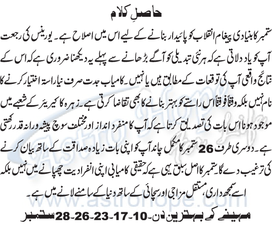 Monthly Urdu Horoscope
