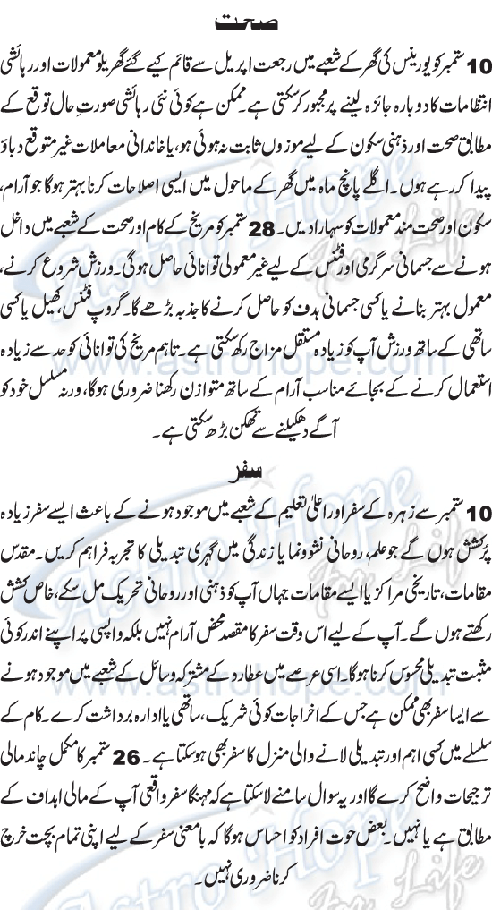 Monthly Urdu Horoscope