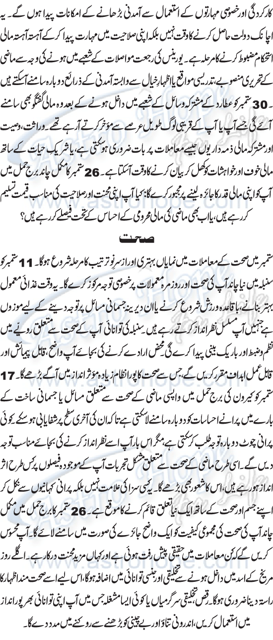 Monthly Urdu Horoscope