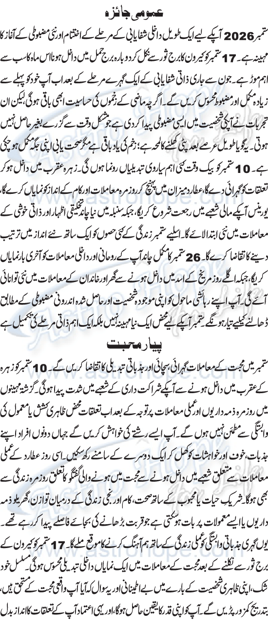 Monthly Urdu Horoscope