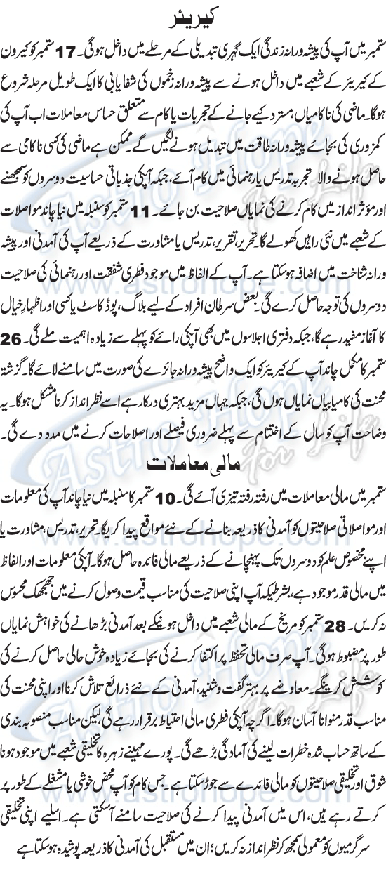 Monthly Urdu Horoscope