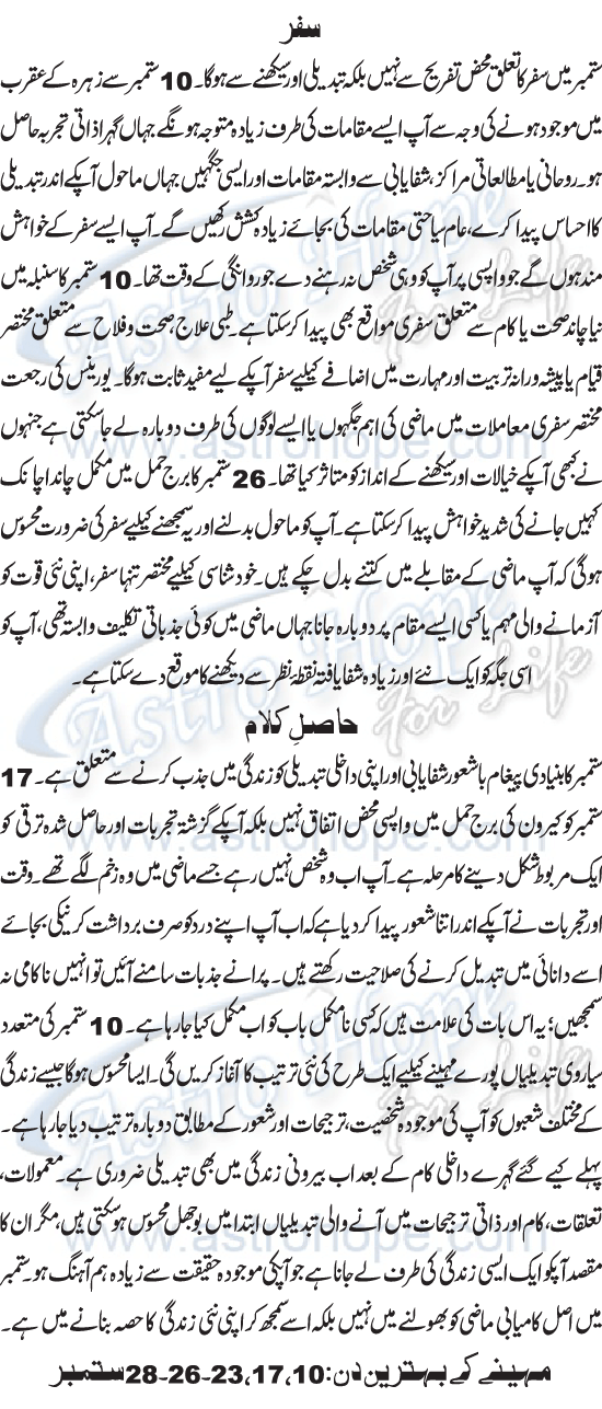 Monthly Urdu Horoscope