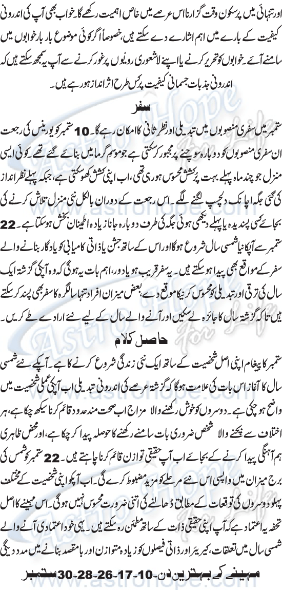 Monthly Urdu Horoscope
